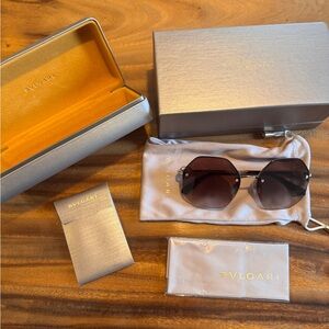 Bulgari Gold and Brown Sunglasses